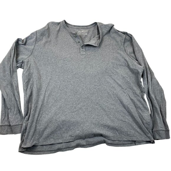 Eddie Bauer Mens Henley Shirt 2XL Gray Legendwash Cotton Comfortable Long Sleeve - Picture 1 of 7